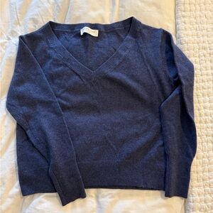 Everlane 100% cashmere classic navy V-Neck Sweater